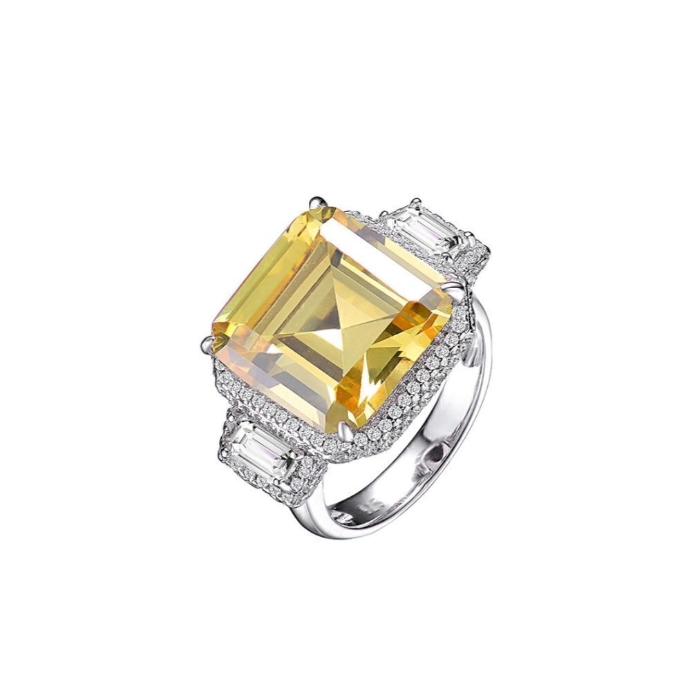 GENEVIVE Sterling Silver Ring with Faceted Cubic Zirconia